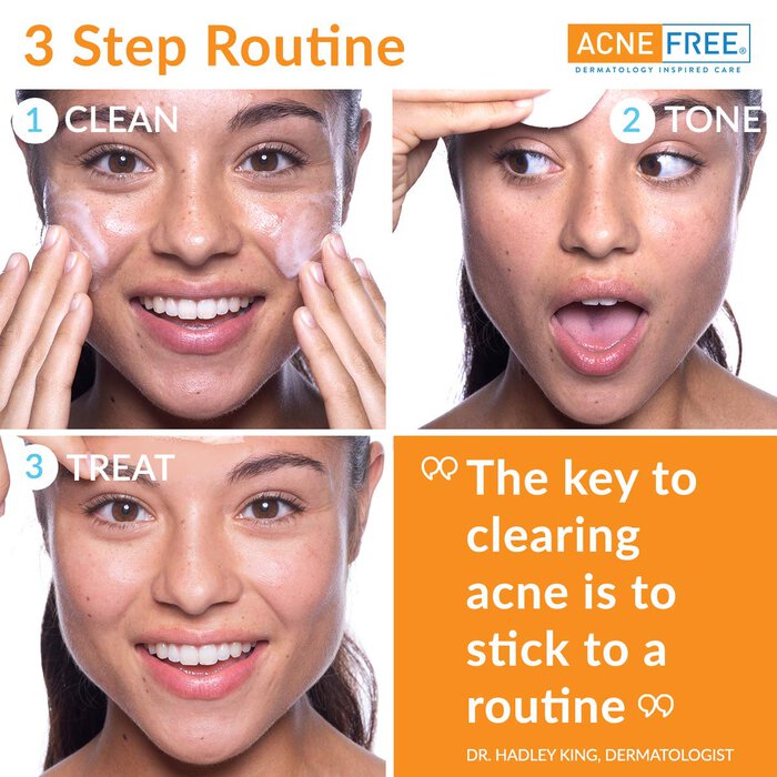 AcneFree Oil Free 24 HR Acne Clearing System, 3 Piece Kit, , large