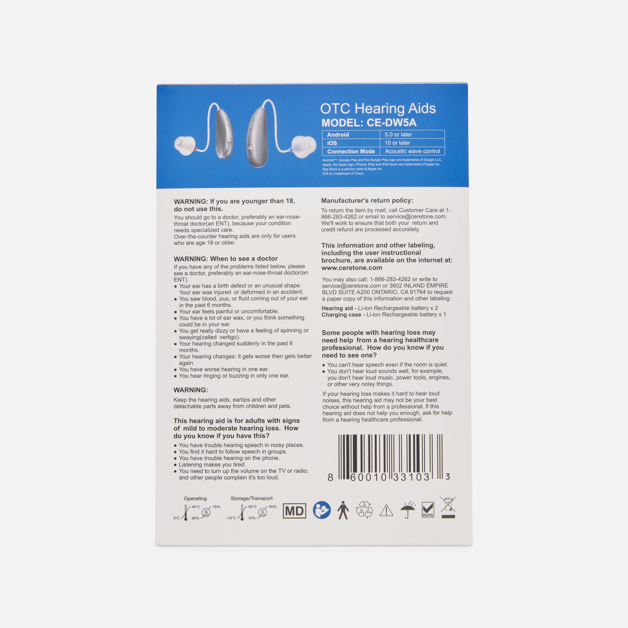 Ceretone Beacon Self-Fitting OTC Hearing Aids, , large