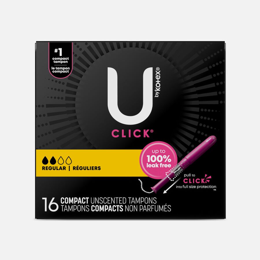 U by Kotex Click Compact Tampons, Regular Absorbency, 16 ct., , large image number 0