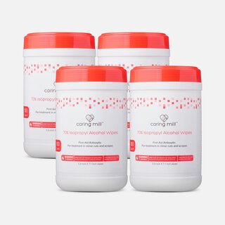 Caring Mill™ Alcohol Wipes Canister, 100 ct. (4-Pack)