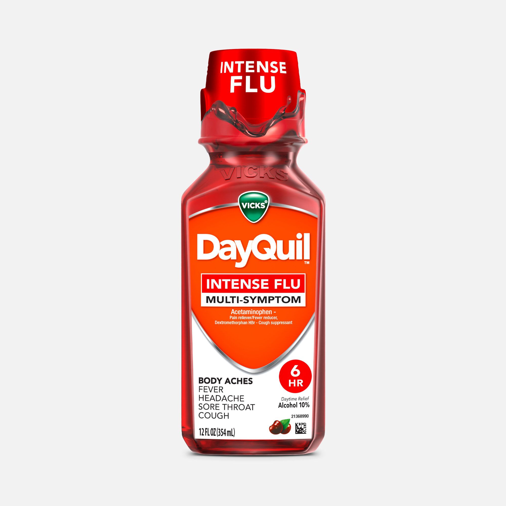 Vicks® DayQuil™ Intense Flu Liquid, Daytime Flu Medicine, Cherry, 12 fl oz., , large
