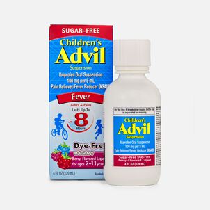 Children's Advil Pain Reliever and Fever Reducer, Sugar Free and Dye Free Ibuprofen Oral Suspension, Berry Flavored, 4 fl oz.