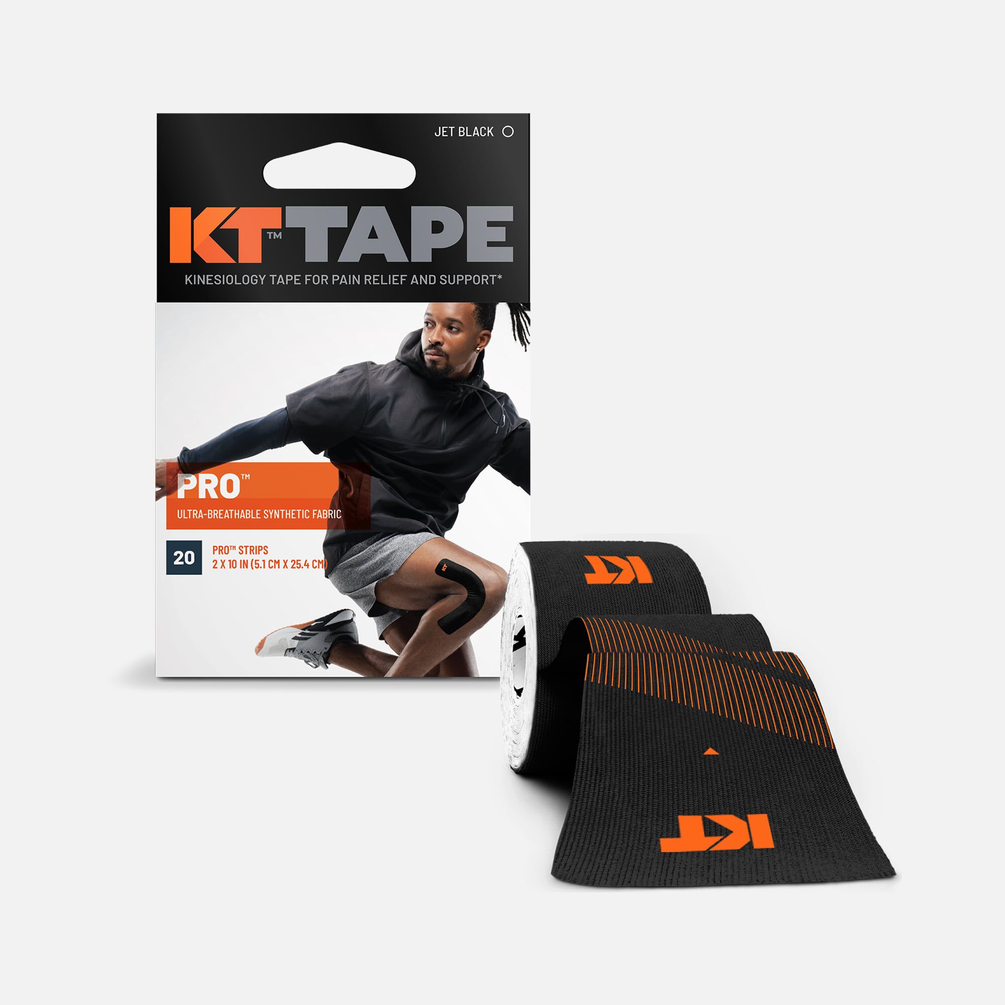 KT TAPE PRO, Pre-cut, 20 Strip, Synthetic, Jet Black, large