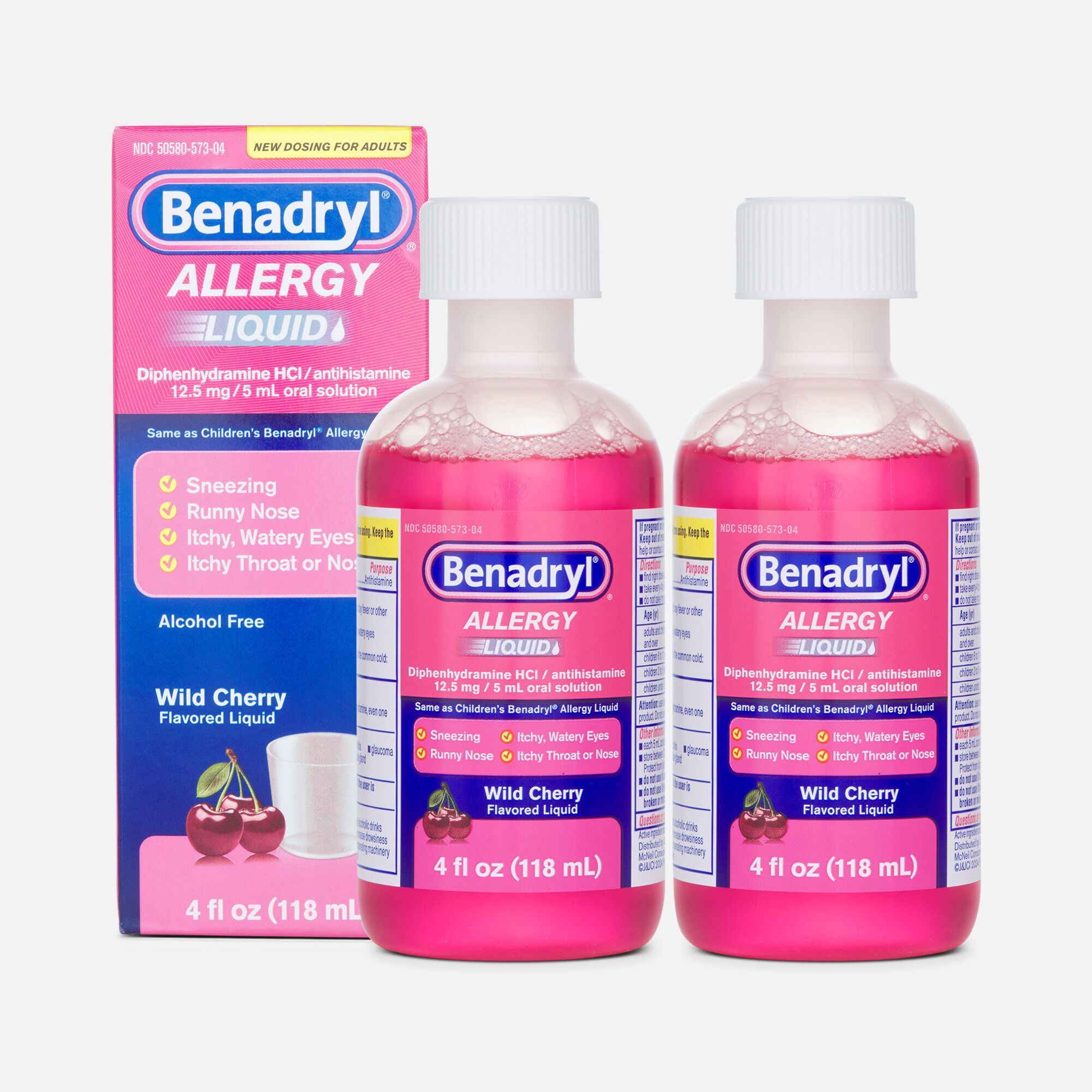 Benadryl Allergy Relief Oral Solution, Wild Cherry, 4 fl oz. (2-Pack), , large