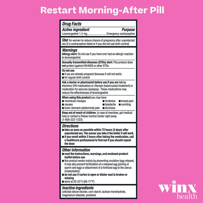Winx Health Restart Emergency Contraceptive Morning After Pill, 1 ct., , large