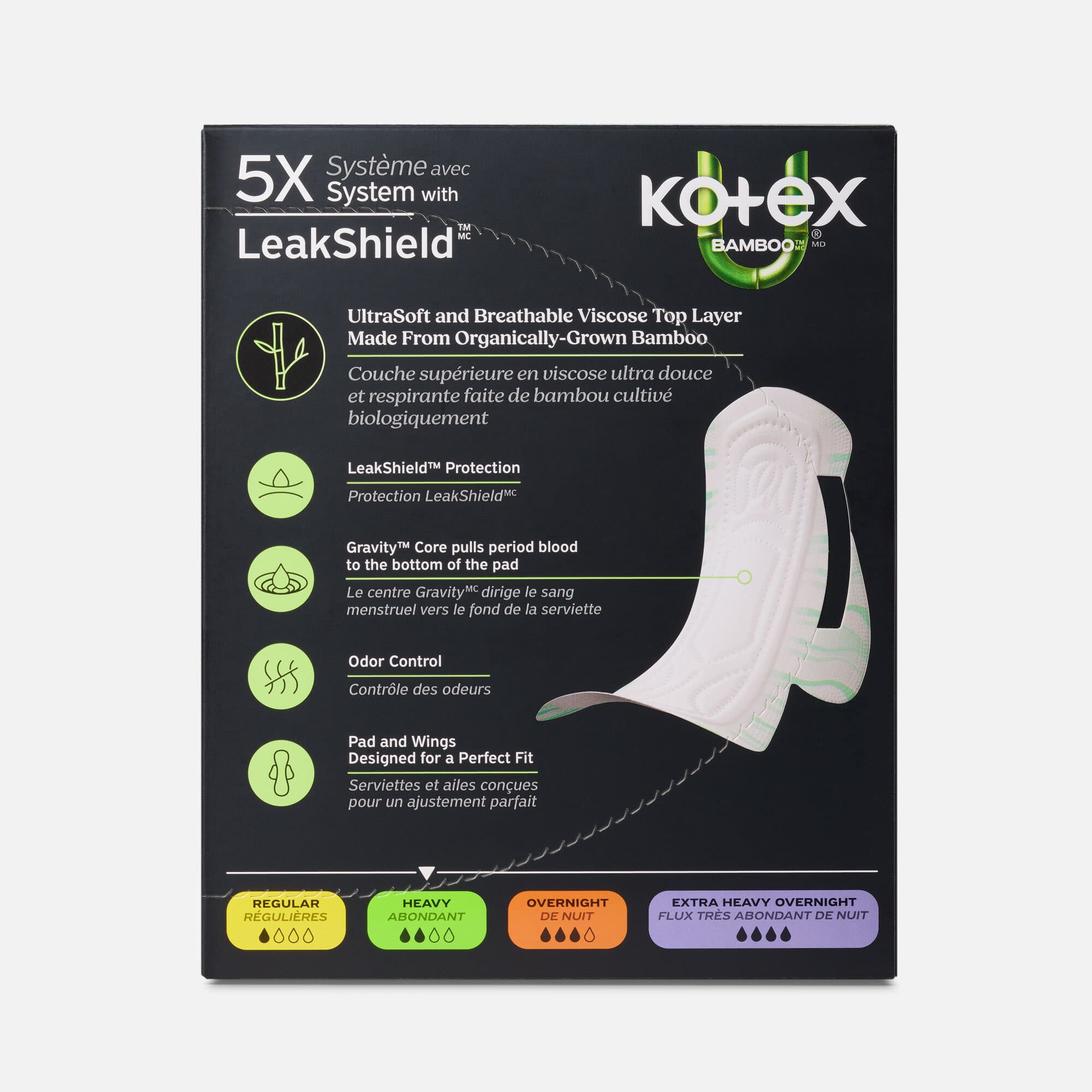 Kotex® Bamboo Ultra Thin Pads with Wings, Heavy Absorbency, 30 ct., , large