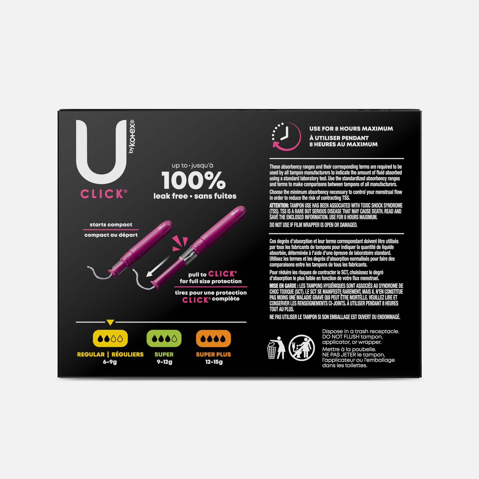 U by Kotex Click Compact Tampons, Regular Absorbency, , large