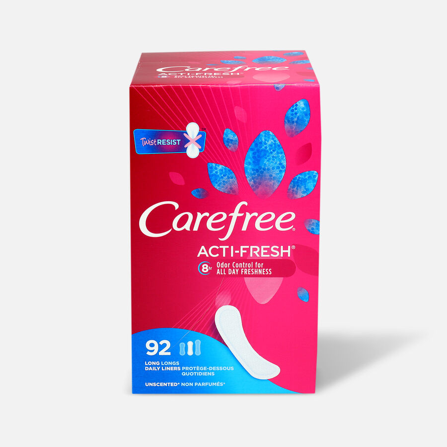 Carefree Acti-Fresh Long Pantiliners, Unscented, 92 ct., , large image number 0