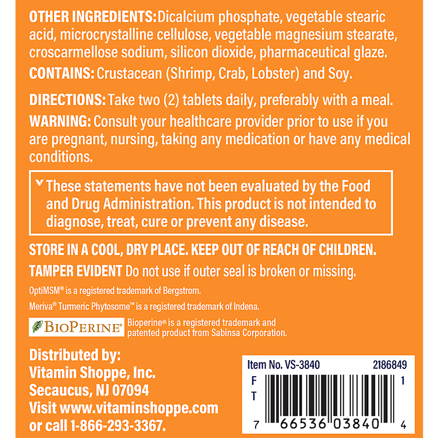 Vitamin Shoppe Ultimate Gold Joint Care, Tablets, 180 ct., , large image number 3