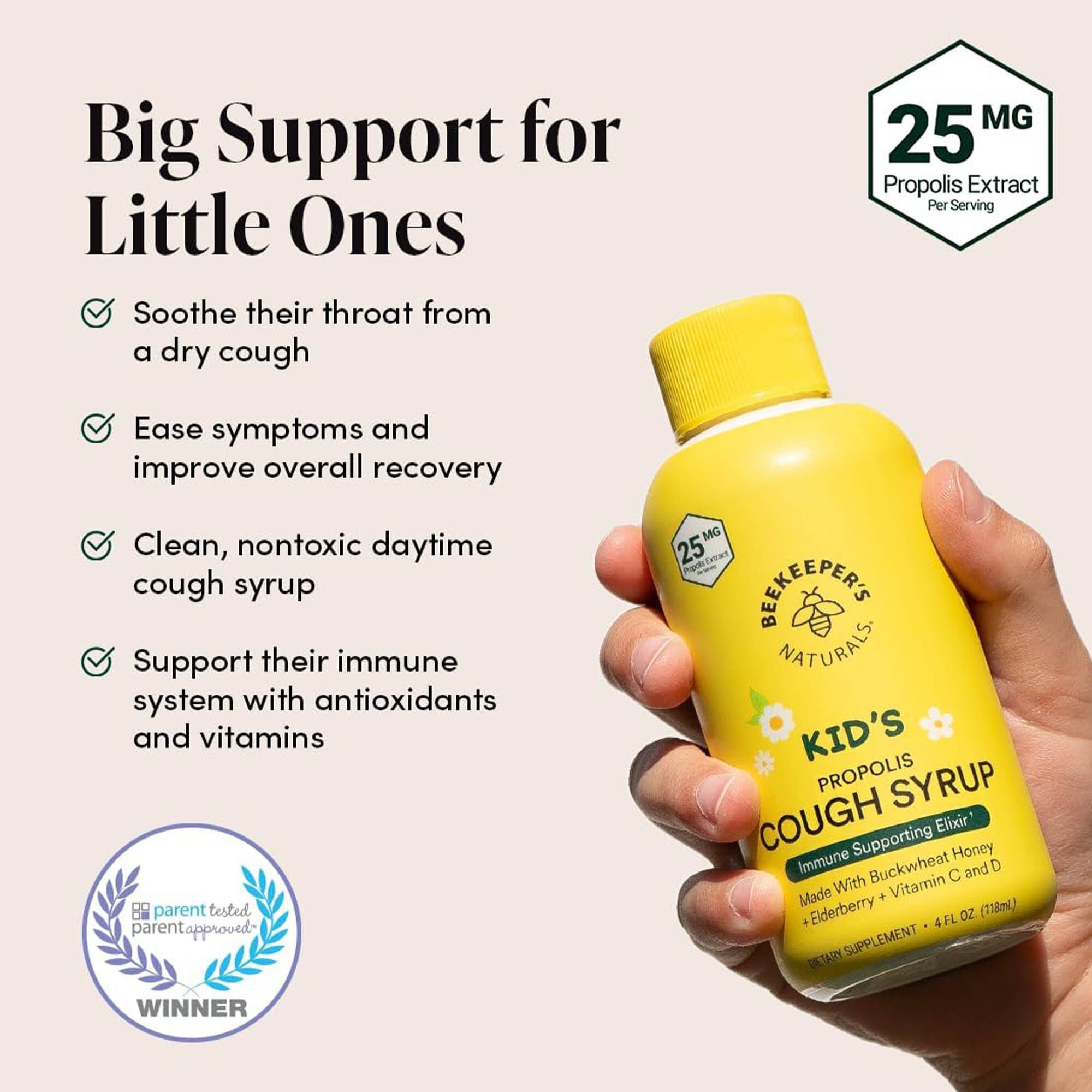 Beekeeper's Naturals Kid's Daytime Cough Syrup, 4 fl oz., , large