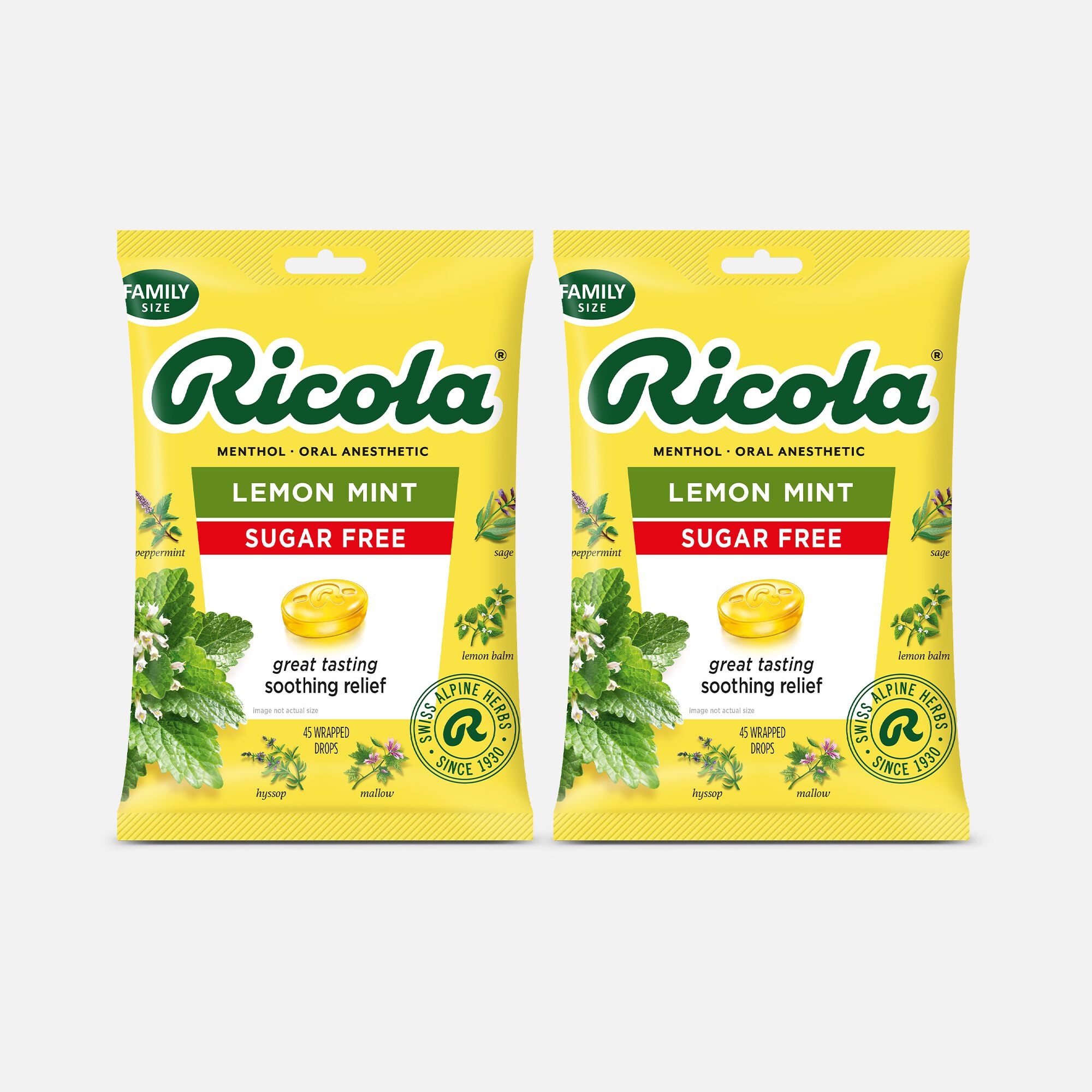Ricola Sugar Free Lemon Mint Throat Drops, 45 ct. (2-Pack), , large