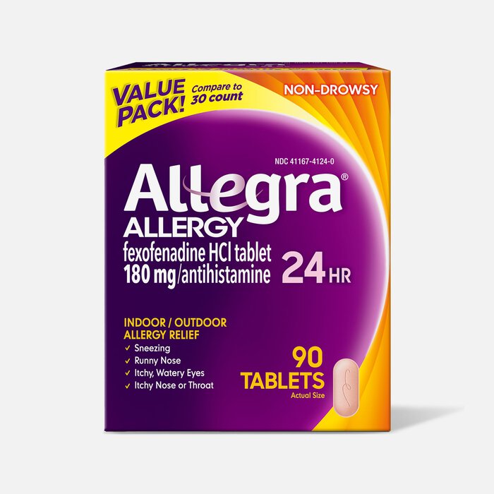 Allegra 24-Hour Indoor & Outdoor Allergy Relief Tablets, 90 ct., , large