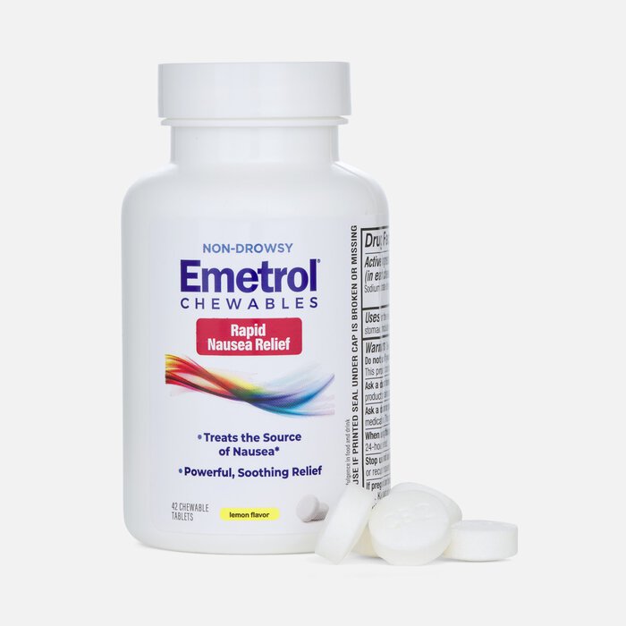 Emetrol Chewable Tablets for Rapid Nausea Relief, Lemon, 42 ct., , large