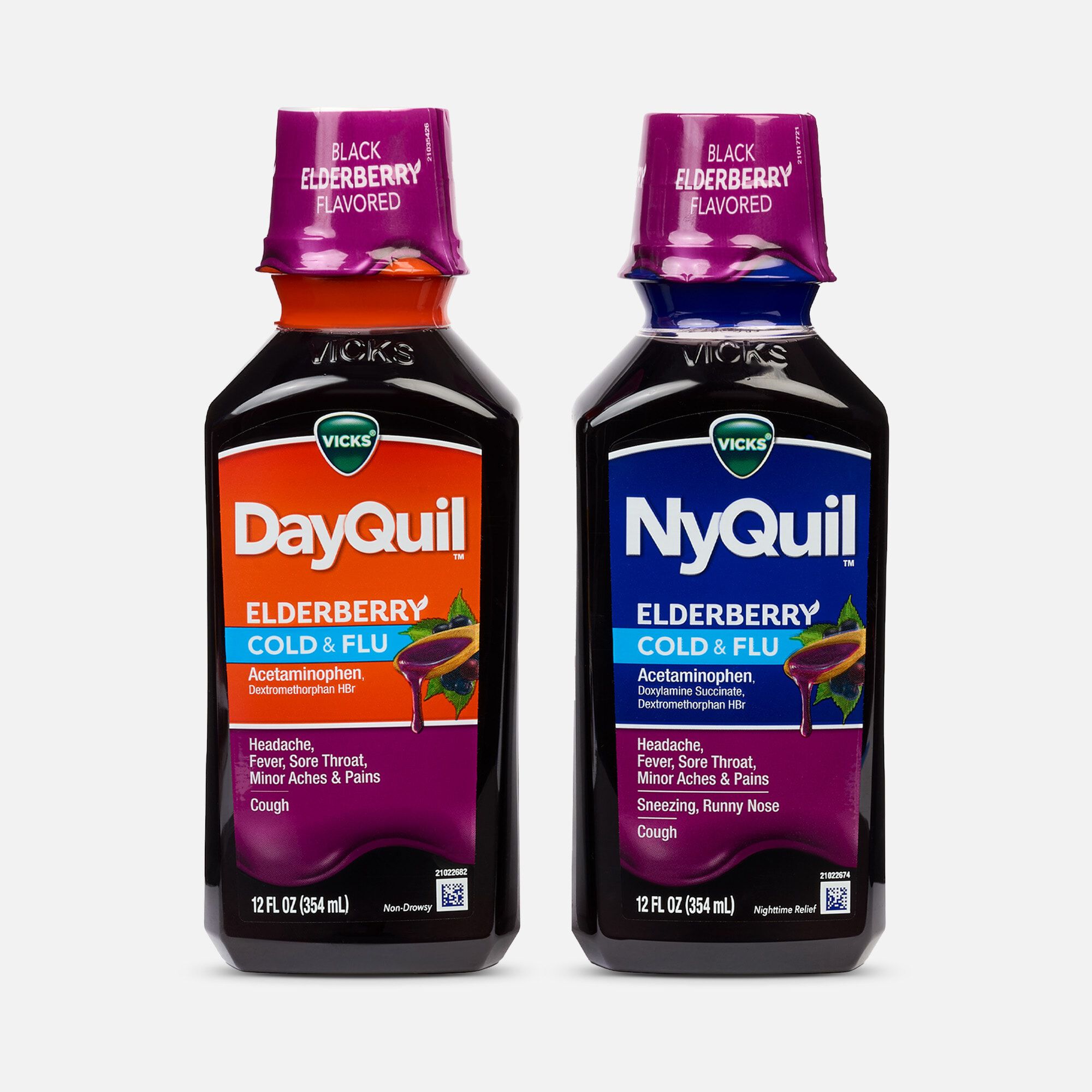 Vicks® DayQuil™ & NyQuil™ Cold & Flu Combo-Pack, Elderberry, 12 fl oz., , large