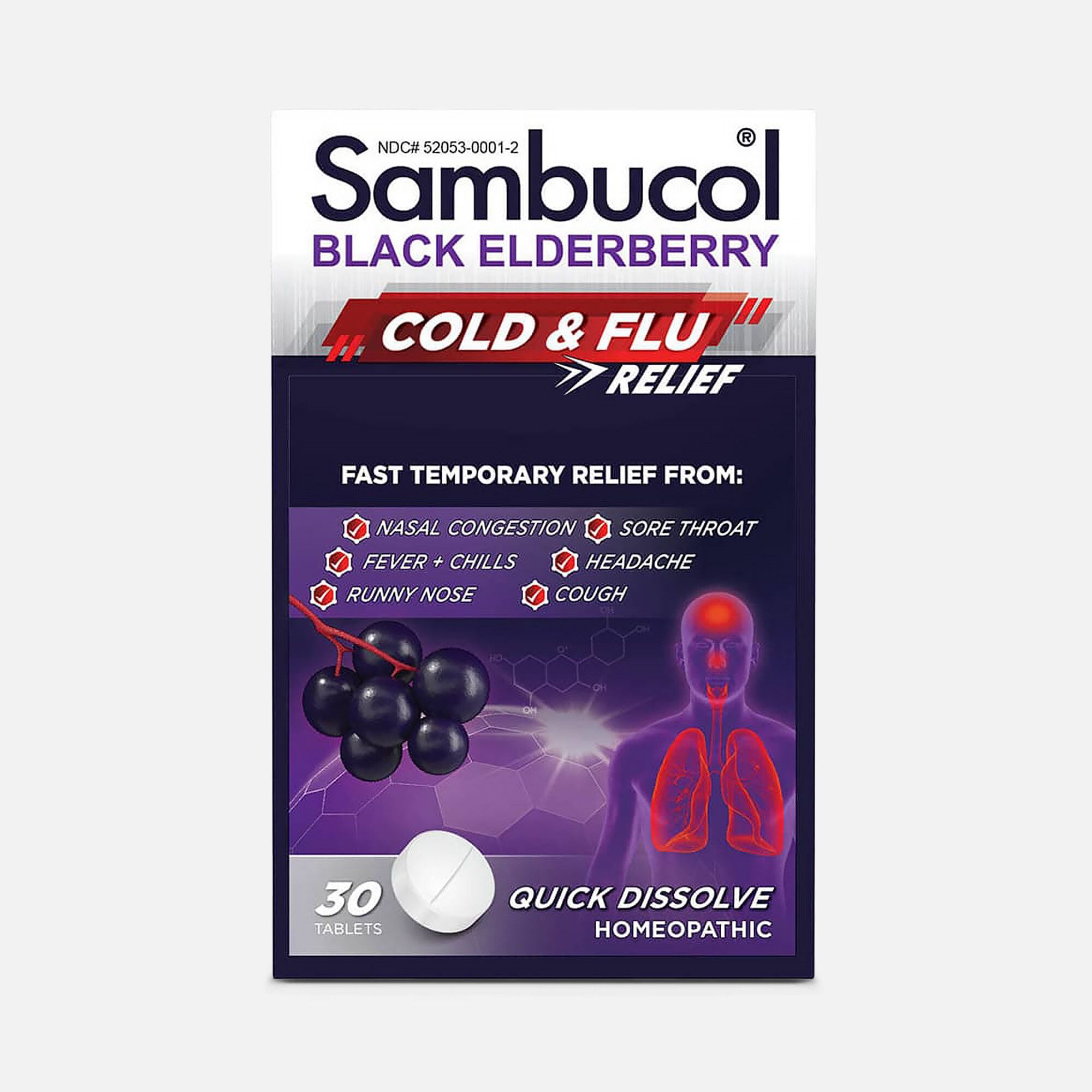 Sambucol Homeopathic Cold & Flu Relief Tablets, , large