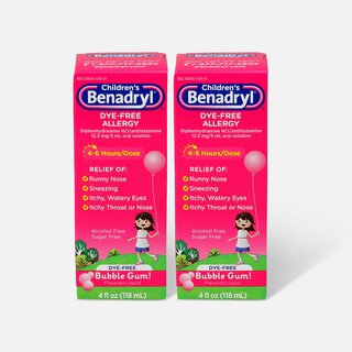 Children's Benadryl Oral Solution, Bubble Gum Flavored, 4 fl oz. (2-Pack)