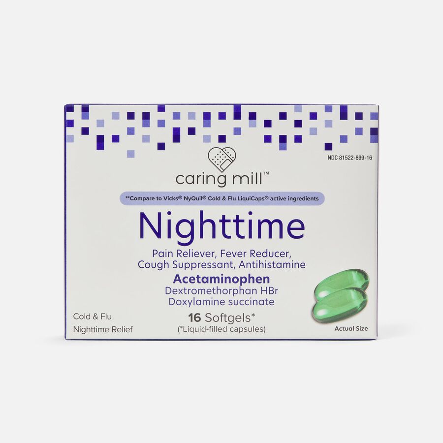 Caring Mill™ Nighttime Cold & Flu Relief Softgels, 16 ct., , large image number 0