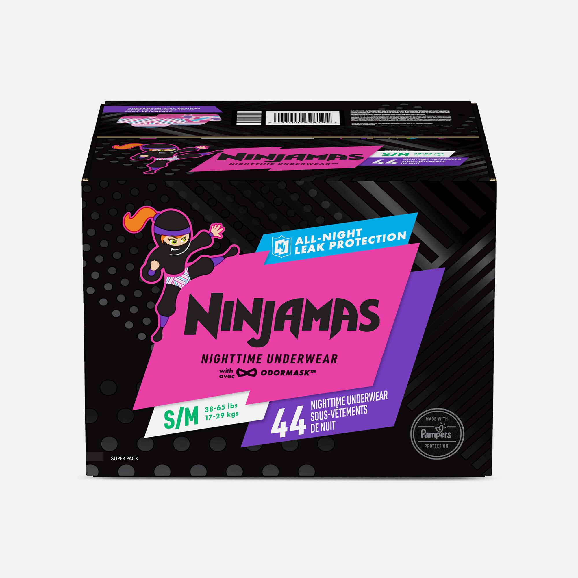 Ninjamas Nighttime Bedwetting Underwear, Girl, Size S/M, 44 ct.