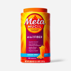 Metamucil Psyllium Fiber Supplement Powder, Sugar Free, Orange Smooth, 36.8 oz.