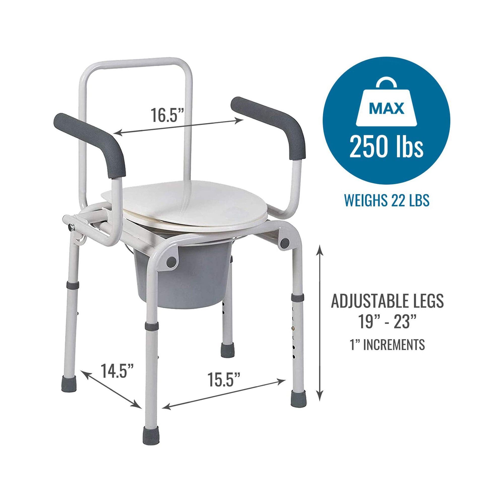 DMI® Steel Drop-Arm Bedside Commode, , large