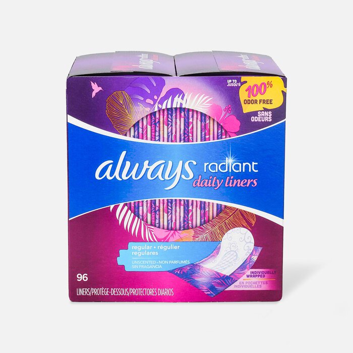 Always Radiant Daily Liners Regular Absorbency Unscented, 96 ct., , large