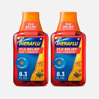TheraFlu Max Strength Daytime Flu Relief Syrup, Honey Elderberry Flavor, 8.3 fl oz. (2-Pack)