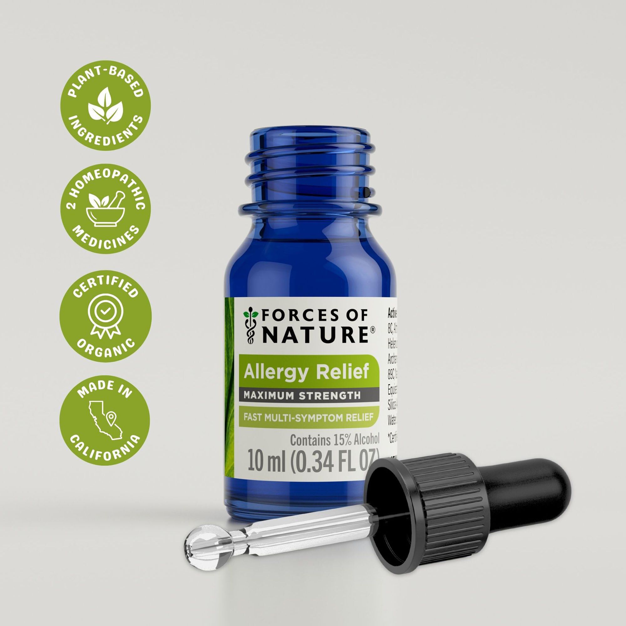 Forces of Nature Allergy Maximum Strength Sublingual Drops, 10ml, , large
