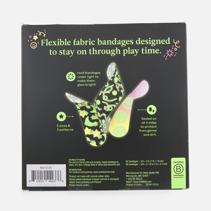 Welly Glow-in-the-Dark Flex Fabric Bandages Refill Pack, 120 ct., , large