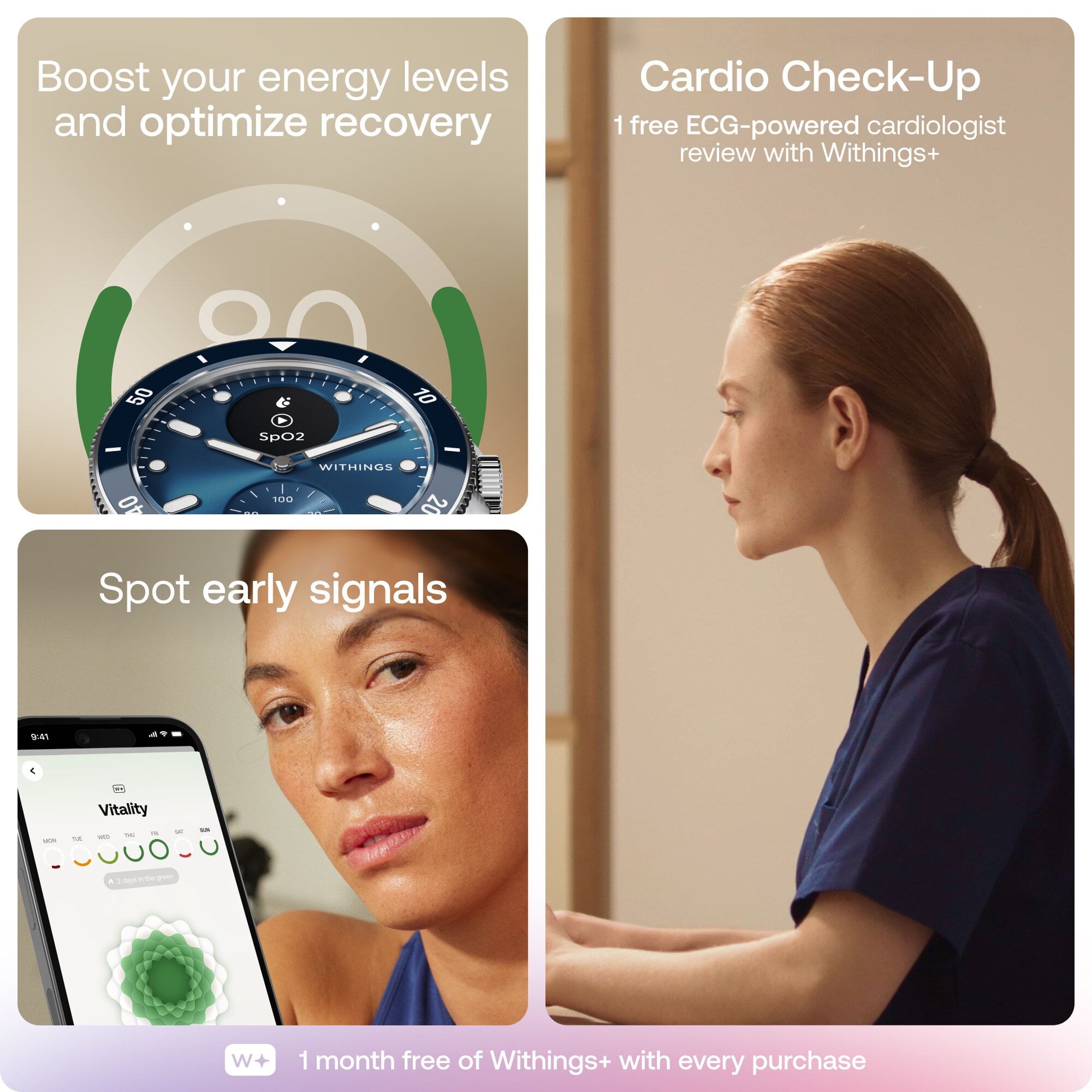 Withings ScanWatch Nova Premium Heart Health Hybrid Smartwatch, 42mm, Blue, , large