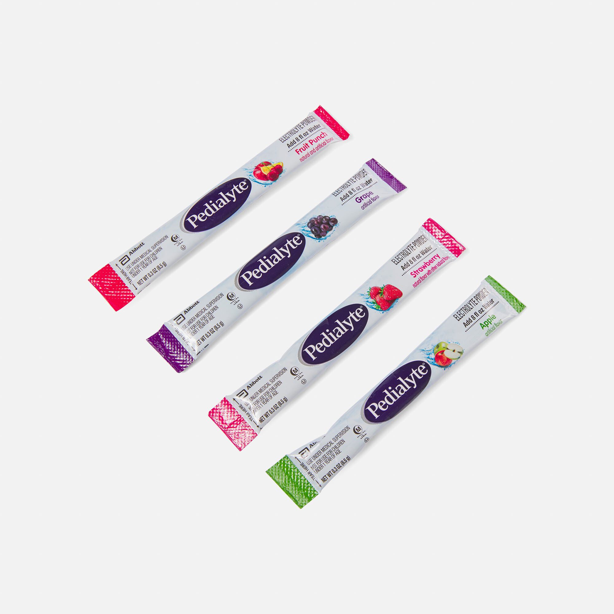 Pedialyte® Electrolyte Powder Pack - Punch, Grape, Apple and Strawberry Flavor Variety, .3 oz., 8 ct. (2-Pack), , large