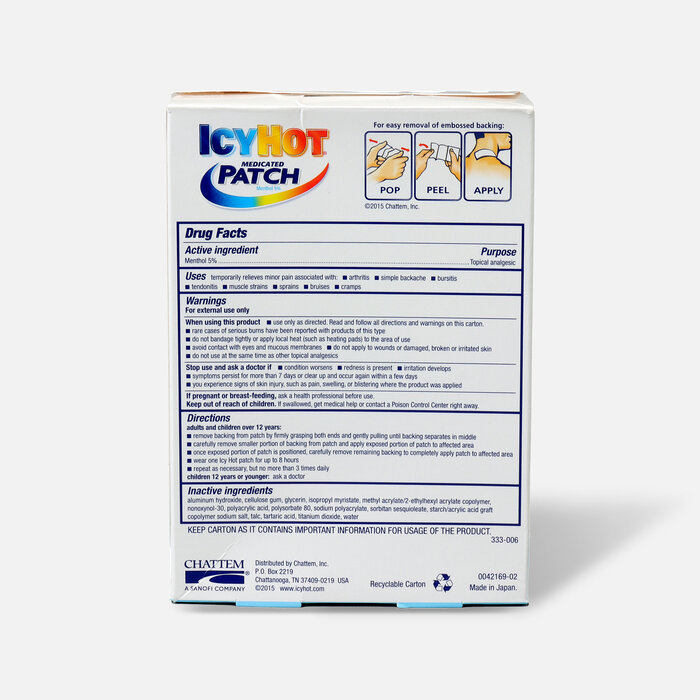 Icy Hot Extra Arms Neck Leg Patch, 5 ct., , large