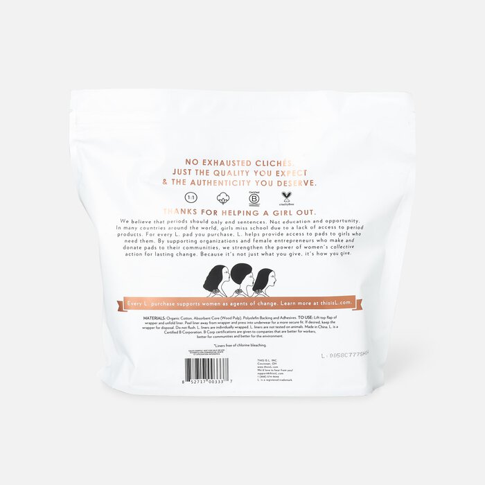 L. Chlorine Free Ultra Thin Liners Regular Absorbency, Organic Cotton, 100 ct., , large