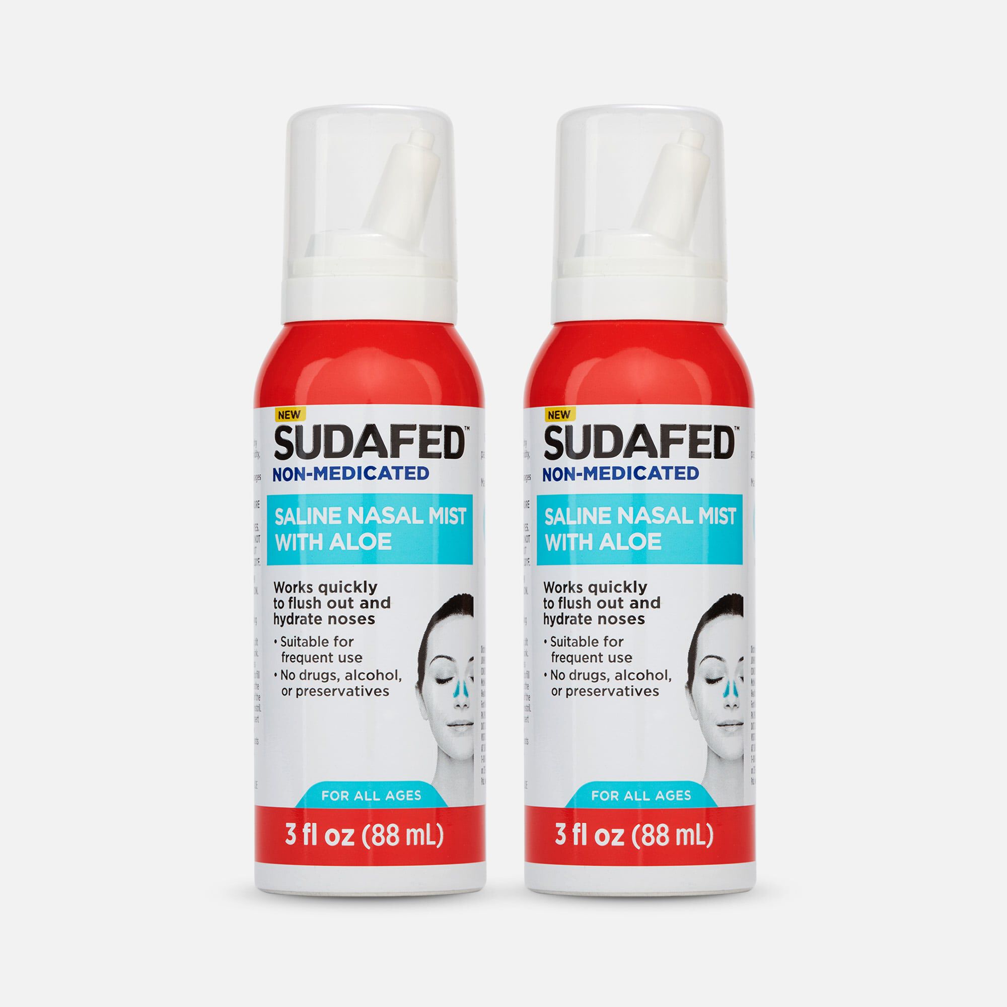 Sudafed Non-Medicated Saline Nasal Mist with Aloe, 3 fl oz. (2-Pack), , large