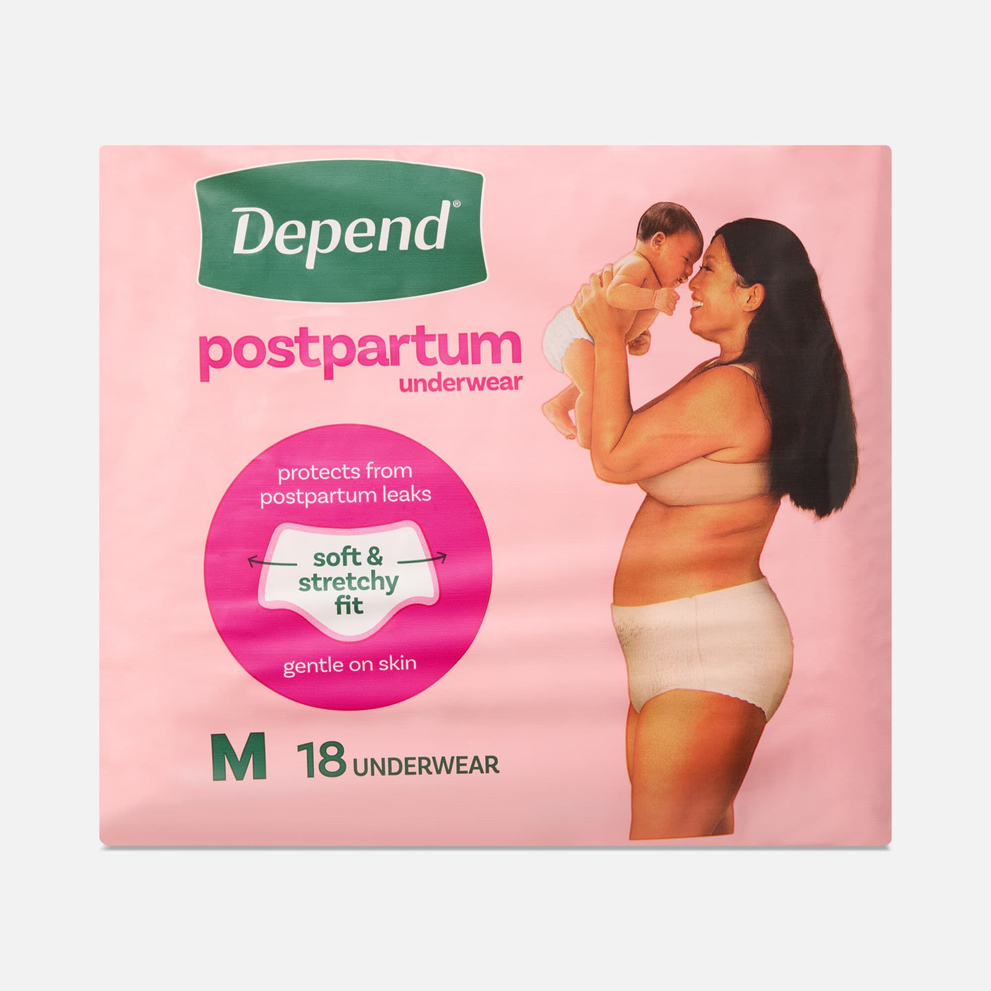 Depend® Postpartum Underwear for Women, Maximum Absorbency, Medium, 18 ct.