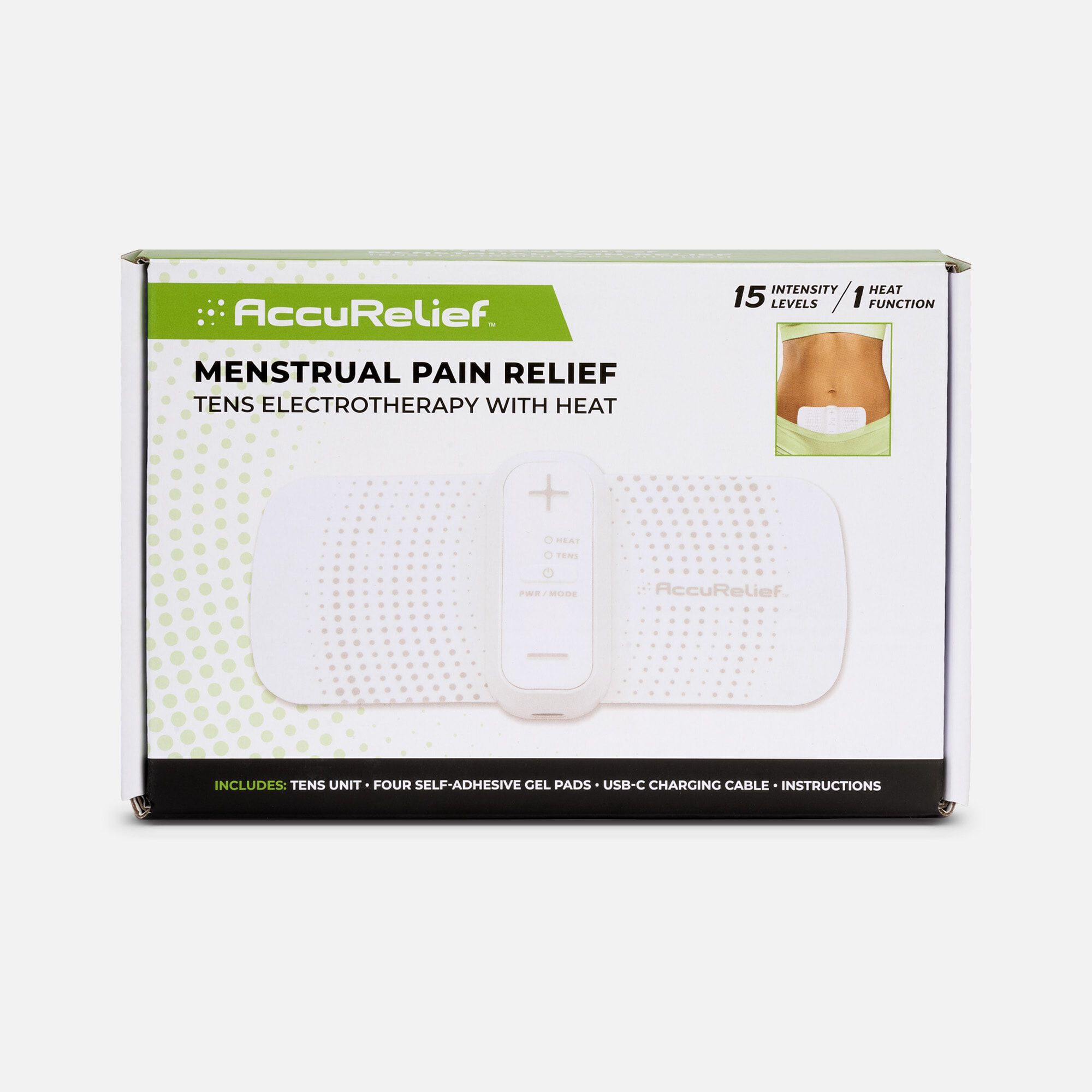 AccuRelief™ Menstrual Pain Relief TENS Electrotherapy with Heat, , large