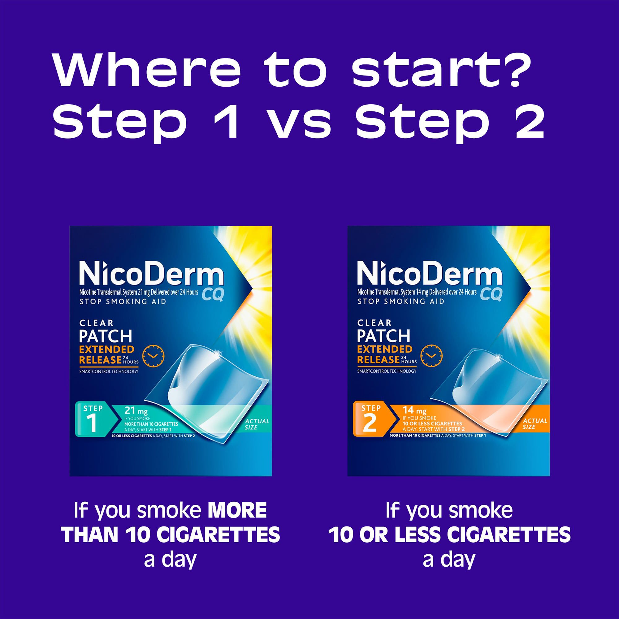 NicoDerm CQ Step 1 Clear Nicotine Patches, 21mg, 14 ct., , large