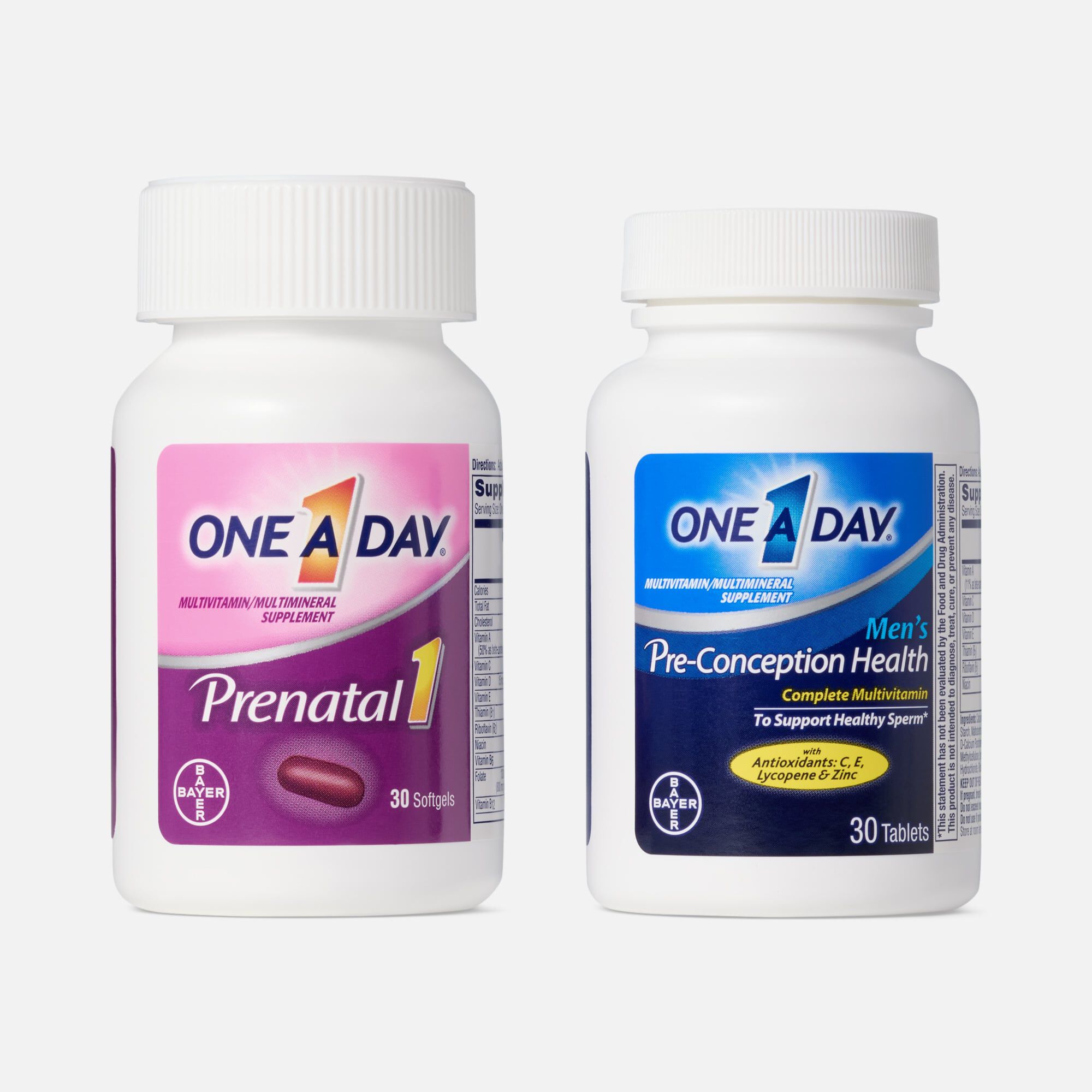 One A Day® Pre-Pregnancy Multivitamin Couples Pack, Women's Softgels 30 ct. + Men's Tablets 30 ct., , large