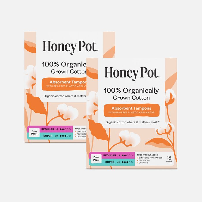The Honey Pot Organic Duo-Pack Tampons (Reg+Super), 18 ct. (2-Pack), , large