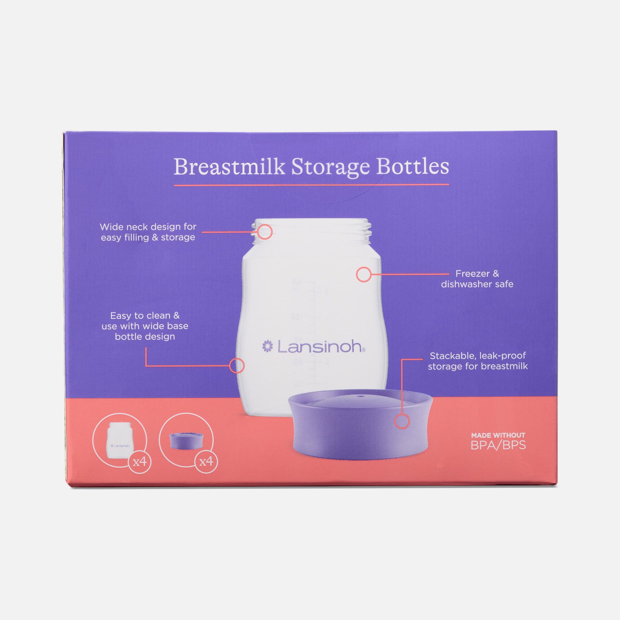 Lansinoh Milk Storage Bottles, 4 ct., , large
