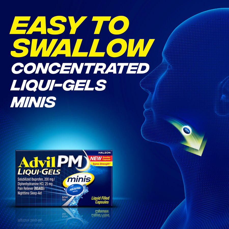 Advil PM Pain Reliever & Sleep Aid Liqui-Gel Minis, 80 ct., , large image number 2