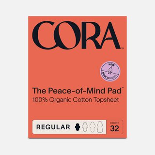 Cora Organic Cotton Ultra Thin Period Pads, Regular, 32 ct.