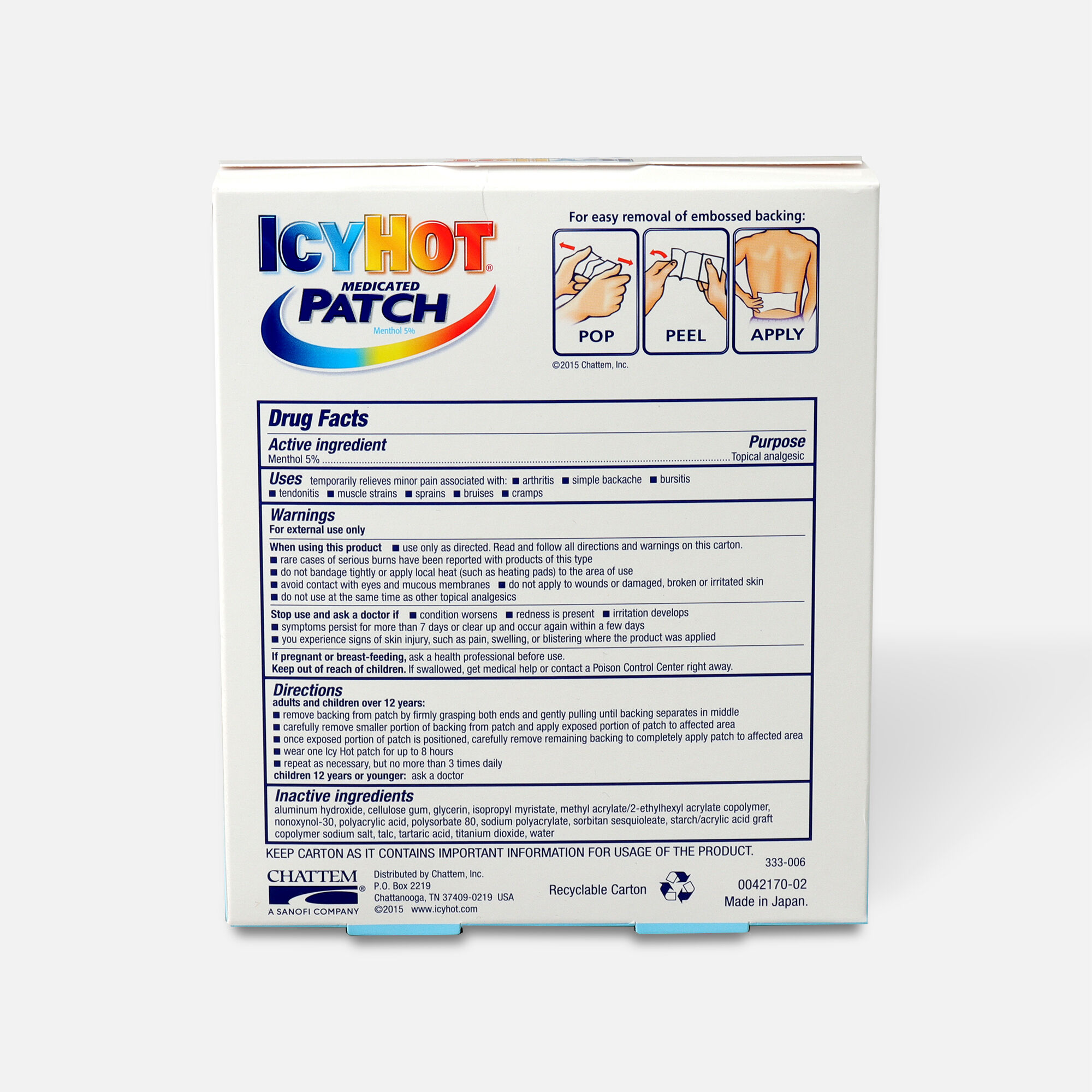 Icy Hot Medicated Back Patch, 5 ct., , large