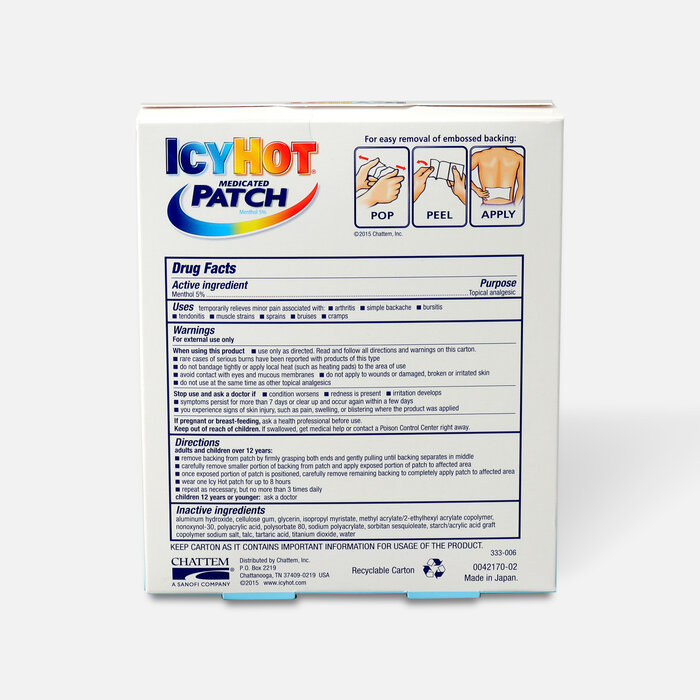 Icy Hot Medicated Back Patch, 5 ct., , large