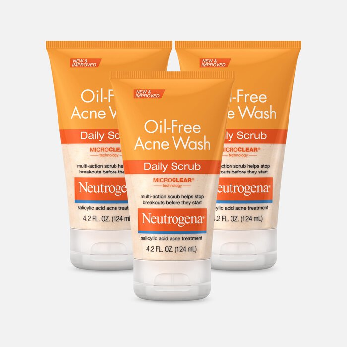 Neutrogena Oil-Free Acne Daily Face Scrub, 4.2 oz. (3-Pack), , large