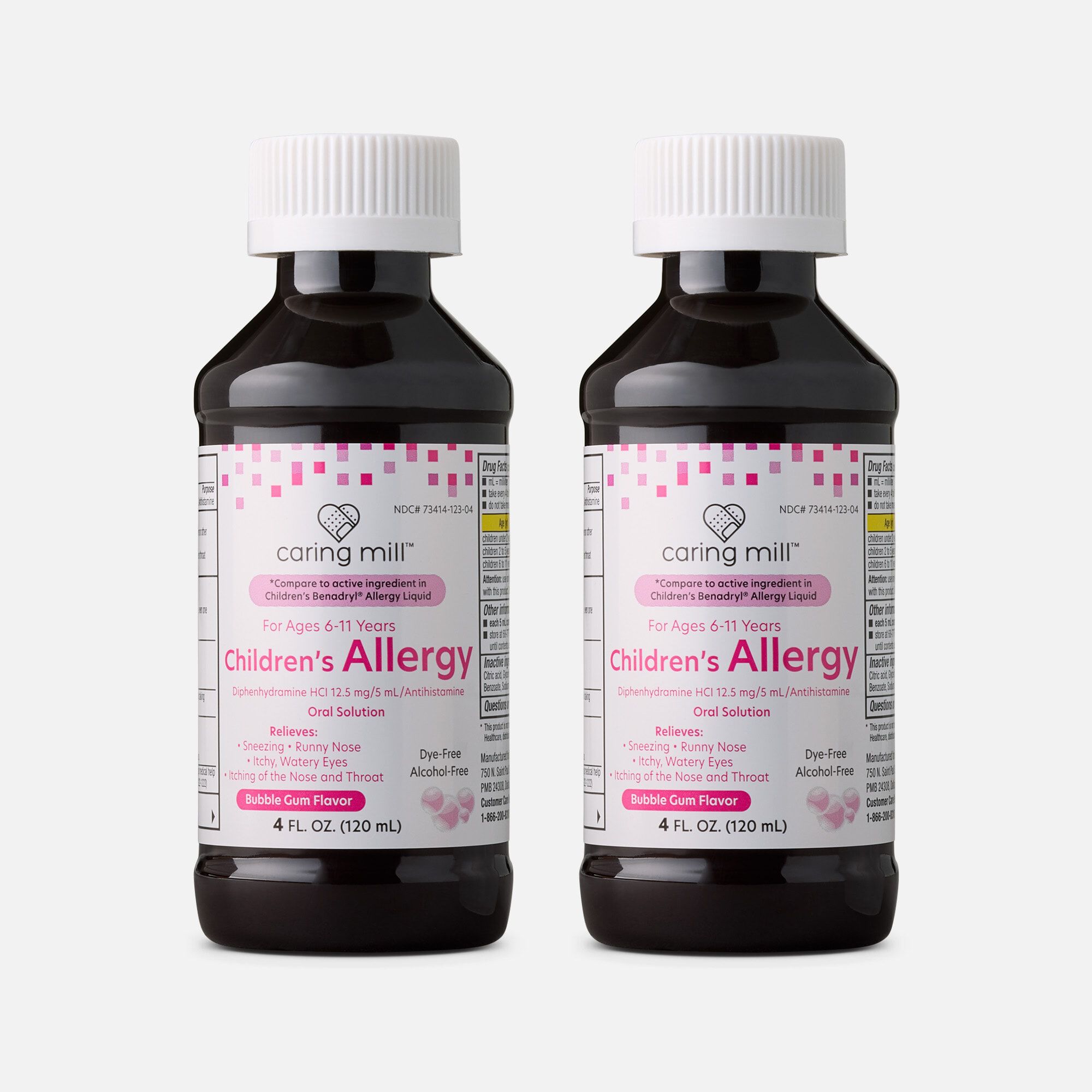 Caring Mill™ Children's Allergy Dye-Free Bubblegum Liquid 4 oz. (2-Pack), , large