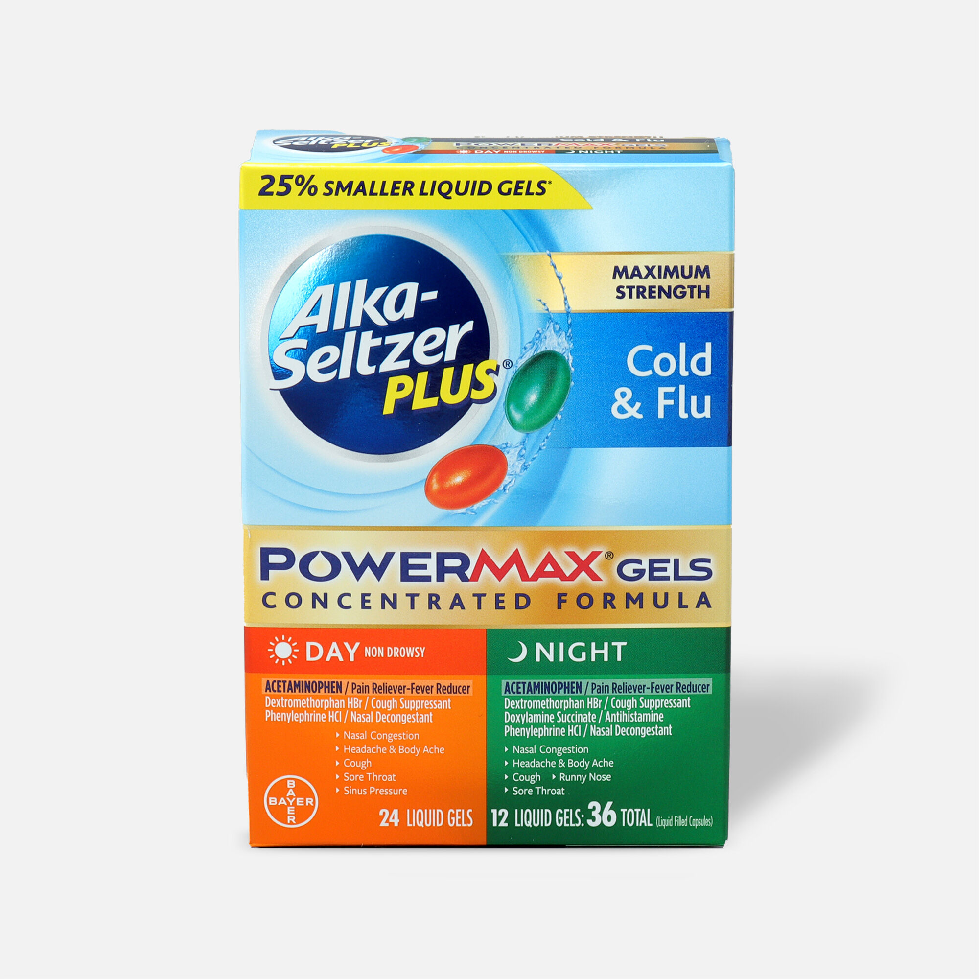 Alka-Seltzer Plus PowerMax Gels, Cold & Flu, Day & Night, , large
