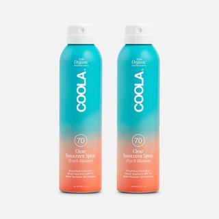 COOLA Classic Body Organic Sunscreen Spray SPF 70 Peach Blossom, 6 oz. (2-Pack)
