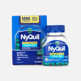 Vicks NyQuil Nighttime Ultra-Concentrated Cold & Flu Medicine Liquicaps, 48 ct.