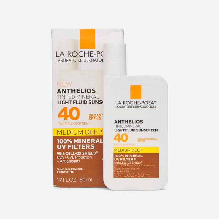 La Roche-Posay Anthelios Mineral Tinted Light Fluid Face Sunscreen, SPF 40, 1.7 fl oz., Medium Deep, large