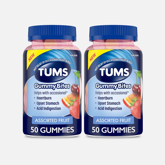 TUMS Antacid Gummy Bites, Assorted Fruit, 50 ct. (2-Pack), , large